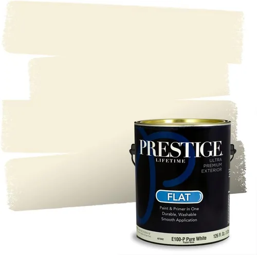 Vista 188 de PRESTIGE Pinturas de pintura exterior e imprimación en uno, 1 galón, plano, combinación comparable de Benjamin Moore* Manzanilla*