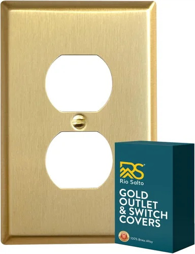 Vista 12 de Rio Salto BRASS Signature Collection MIDSIZE - Placa de pared de metal dorado para interruptor de luz o cubierta de tomacorriente, placa de pared