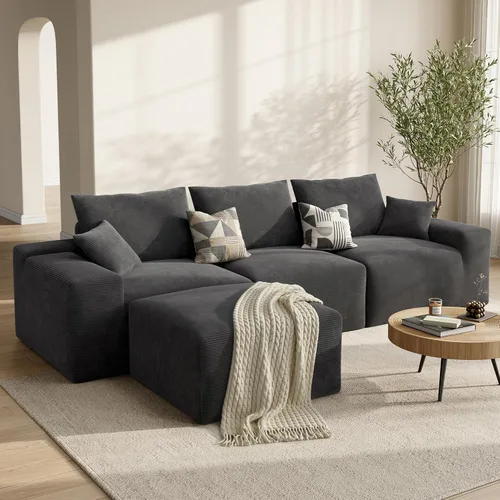Vista 10 de LIKIMIO AuraCord - Sofá tumbono modular en forma de L, sofá modular sin hueso de 120 pulgadas para sala de estar, asiento profundo de gran