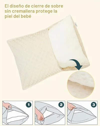 Vista 4 de ALVA BABY - Funda de almohada para niños pequeños de 13 x 18 pulgadas o 12 Bean Velvet-beige