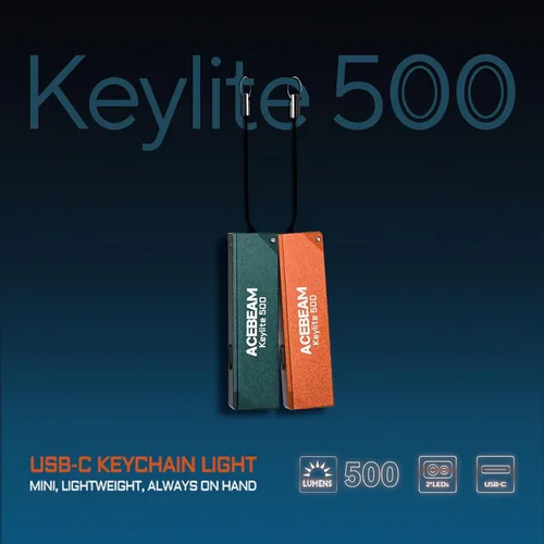 Vista 2 de ACEBEAM Keylite - Linterna de 500 lúmenes altos, luz EDC de bolsillo plano Linterna ultracompacta con LED duales, 6 modos, pequeña mini luz
