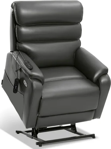 Vista 23 de EONIX Silla Reclinable Eléctrica de Doble Motor Completamente Reclinable para Ancianos, Sillas Elevadoras Eléctricas de Cuero Sintético para Negro