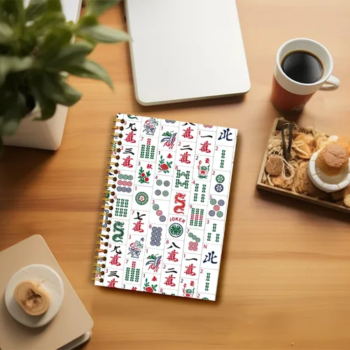 Vista 4 de Mahjong Accessories Notebook, Mahjong Gifts for Women Journal, Gifts for Mahjong Players Journal, Mahjong Hardcover Spiral Notebooks 5.5x8.3 Inch