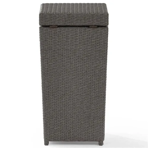 Vista 6 de Pemberly Row Cubo de basura de mimbre para patio, acabado gris desgastado, mimbre de resina resistente a los rayos UV con marco de acero duradero