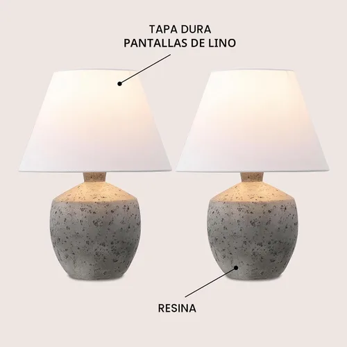 Vista 3 de JONATHAN Y JYL5606A-SET2 Myron 18" lámpara de mesa minimalista escandinava de efecto hormigón, resina/hierro LED para recámara, sala, oficina