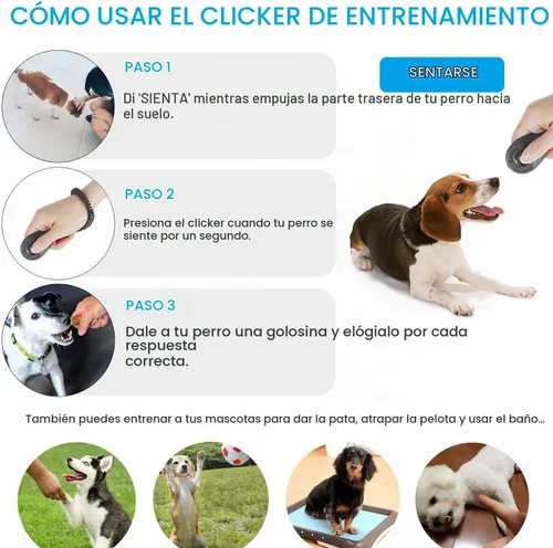 Vista 2 de Diyife Clicker de entrenamiento para perros, [4 piezas, multicolor] Clicker para perros para entrenamiento, entrenamiento de perros con correa