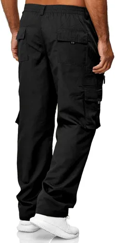 Vista 4 de THWEI Pantalones cargo para hombre, estilo casual, de algodón, con múltiples bolsillos, para senderismo, trabajo