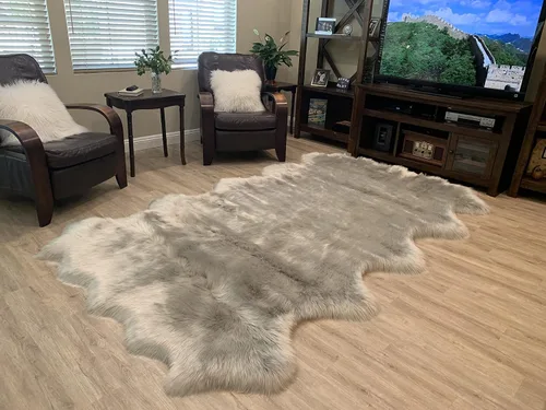 Vista 24 de LAMBZY Alfombra de pelo de oveja sintética, hipoalergénica, súper suave, sedosa para sala de estar, habitación de los niños, sofá