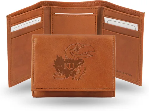 Vista 10 de Rico Industries NCAA Alabama Crimson Tide - Cartera triple de piel en relieve, color marrón