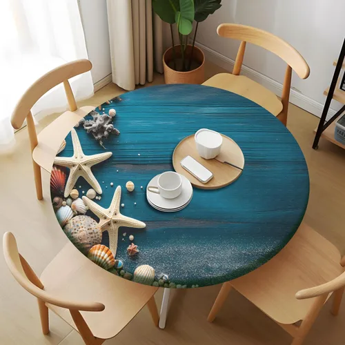 Vista 18 de Pardick Ship Tools - Mantel redondo ajustable con borde elástico de 36 a 42 pulgadas, mantel circular, impermeable, lavable, redondo y elástico