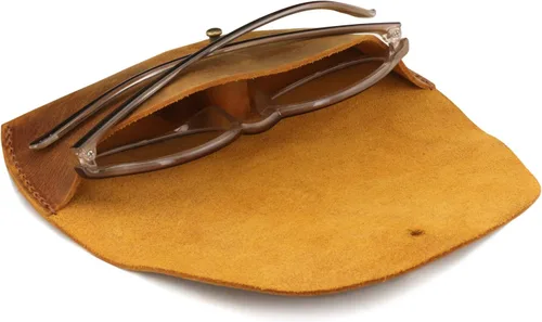 Vista 4 de Londo Funda de piel auténtica para gafas y gafas de sol con cierre de botón