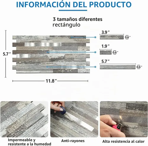 Vista 3 de Midcard 20 hojas de azulejos de pared de PVC para salpicaduras, para salpicaduras de cocina