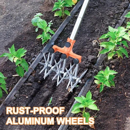 Vista 4 de BARAYSTUS Cultivador Rotativo de Jardín Motoazada Ajustable de Acero Inoxidable Manzón de Mano para Mezcla de Suelo o Resembrado de Césped Motoazada