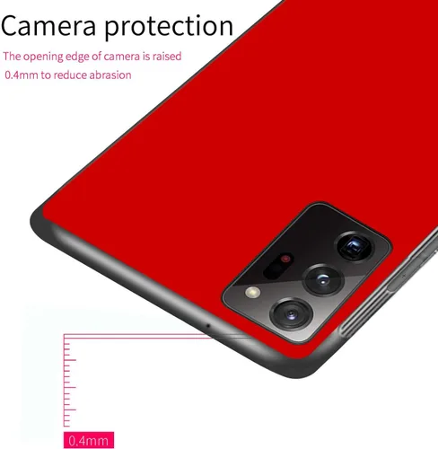 Vista 7 de Funda diseñada para Samsung Note 20 Ultra con vidrio templado de alta calidad en la parte posterior, anticaídas, color rojo