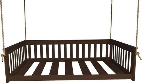 Vista 16 de Amish-Made - Cama de columpio de madera negra con cuerdas Pintura negra