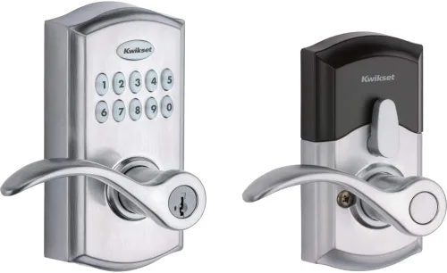 Vista 10 de Kwikset SmartCode 955 - Cerradura electrónica de palanca Kingston de 10 botones en negro mate para uso comercial ligero, con entrada sin llave