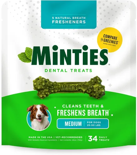 Vista 10 de Minties Golosinas masticables dentales para perros, 60 unidades + Minties FreshBites Golosinas dentales suaves y masticables para perros, 50