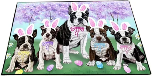 Vista 25 de Doggie of the Day Boston Terrier Dogs Floor Mat - 4th of July Independence Day - Best Dog Doormat - Protector Decor - Unique Portrait Art - Premium