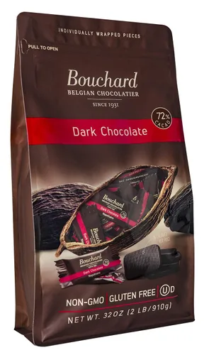 Vista 7 de Bouchard Chocolate negro belga prémium con 72% de cacao Piezas envueltas individualmente (2 libras)