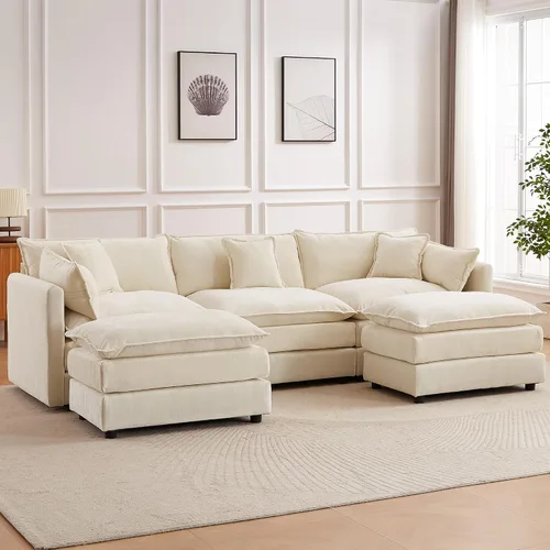 Vista 20 de Sofá modular seccional, juego de sofá en forma de L de 77 pulgadas con reposabrazos, cómodos sofás de nube de 2 plazas para sala de estar