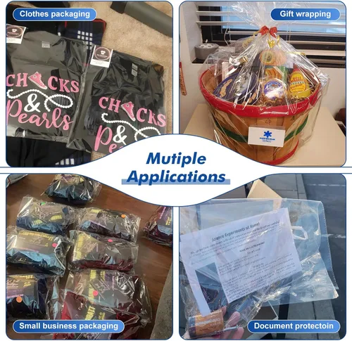 Vista 4 de 1000 bolsas de celofán resellables transparentes grandes de 13 x 19 pulgadas para productos de embalaje, bolsas de plástico autoadhesivas