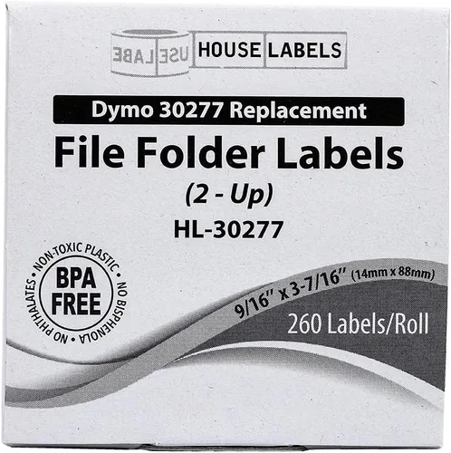 Vista 7 de HOUSELABELS DYMO 30277 - Etiquetas para carpetas de archivos compatibles (9/16 x 3-7/16 pulgadas; 2 en adelante), adhesivo permanente fuerte