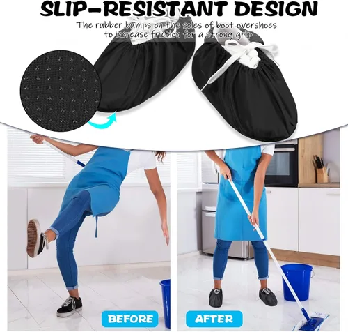 Vista 3 de SATINIOR 12 pares de fundas reutilizables para zapatos, antideslizantes, impermeables, elásticas, cómodas, a prueba de polvo, lavables a máquina