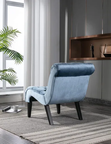 Vista 5 de Silla decorativa cómoda para sala de estar, sala de estar, dormitorio, decoración de oficina, sillón copetudo de terciopelo, silla de barril