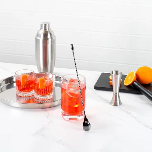 Vista 7 de Restaurantware Bar Lux - Cuchara de barra de 12 pulgadas, 1 cuchara agitadora de cóctel con mango de sacacorchos, cuchara mezcladora larga de acero