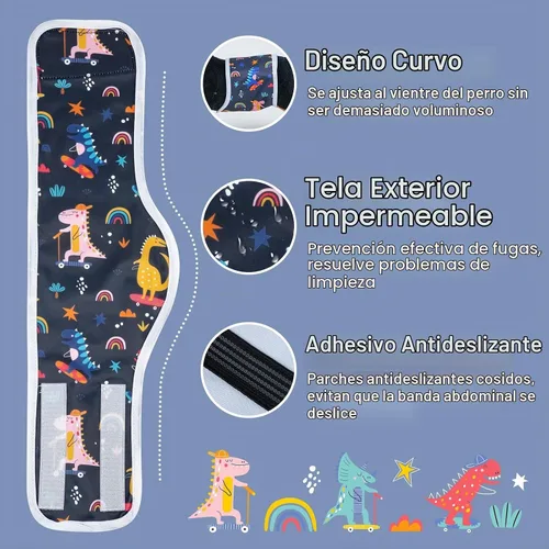 Vista 4 de MICOOYO Pañal para Perro Macho Envolturas Ligeras para Perros Pañales Lavables para Perros Bandas para Vientre de Perrito para Perros Machos