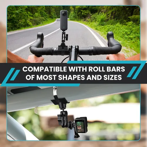 Vista 5 de BarGrip Abrazadera universal de montaje de cámara de barra enrollable para cámaras de acción – Se adapta a barras redondas, cuadradas y de perfil