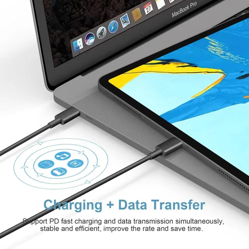 Vista 2 de PRO - Cable USB-C de 5 pies compatible con tu cable Nothing Ear 1 Hi Powered (negro 4.9 ft)