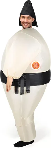 Vista 7 de Disfraz inflable de sumo para adultos, trajes de lucha libre, disfraz inflable de Halloween para hombres y mujeres, fiesta de cosplay de Halloween