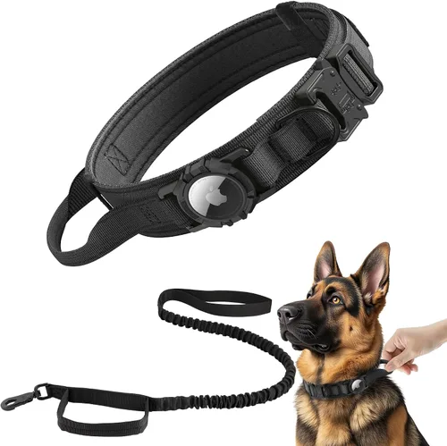 Vista 8 de Collar de perro Airtag mejorado impermeable, ajustable, nailon para entrenamiento con GPS Collar de perro con soporte AirTag, asa de control