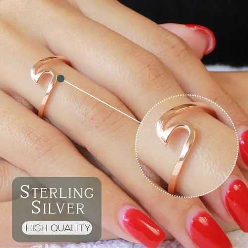 Vista 2 de CloseoutWarehouse Anillo de plata de ley 925 con diseño de ondas (tallas 2-15, opciones de color)