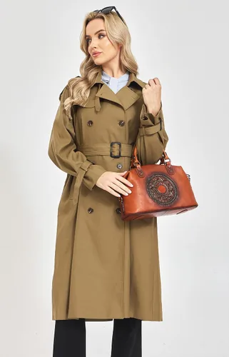 Vista 3 de Bolso de mano de cuero para mujer, bolso cruzado retro de Mandela