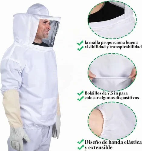 Vista 7 de Xgunion Traje de apicultor profesional, con chaqueta, pantalones y guantes