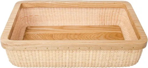 Vista 16 de Nantucket - Cesta de ratán y madera maciza, decoración del hogar para sala de estar, cesta de almacenamiento moderna, caja de joyería cuadrada Kit
