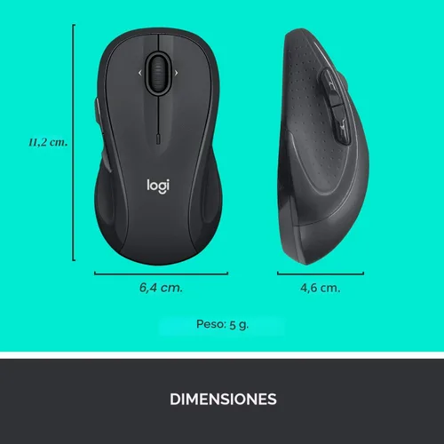 Vista 7 de Logitech M510 - Mouse inalámbrico, ratón para laptop y PC con receptor unificador USB, botones programables - Grafito