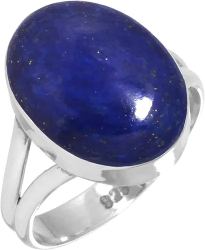 Vista 37 de Anillo hecho a mano de plata de ley 925 genuina grueso con piedras preciosas naturales ágata, cuarzo rosa, lapislázuli, ámbar ovalado, joyería