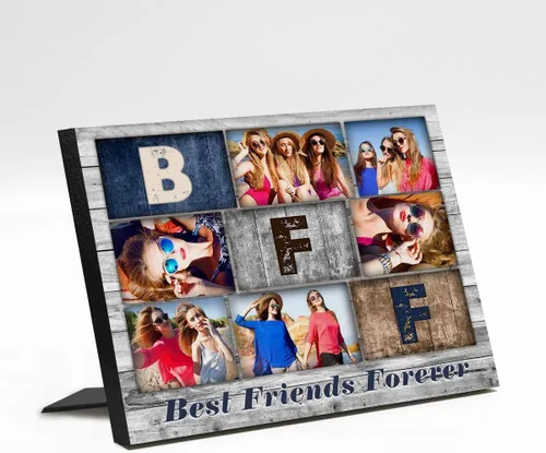 Vista 27 de M YESCUSTOM Marco de fotos personalizado con texto de amigos, marco de fotos de amistad para mejores amigos, panel de fotos Fover con pantalla