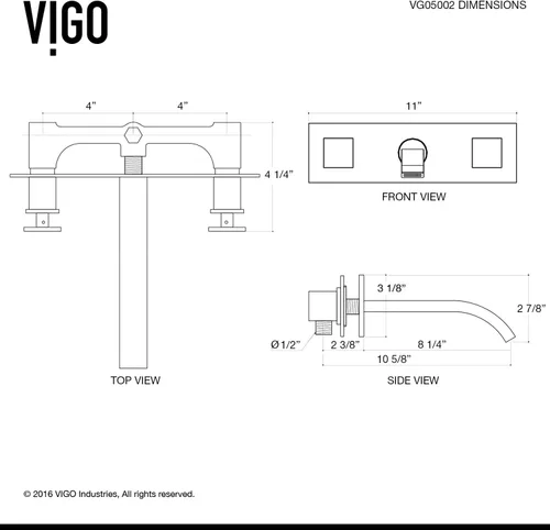 Vista 3 de VIGO Titus Waterfall - Grifo de fregadero de baño de dos manijas y tres agujeros, níquel cepillado, diseño moderno, latón macizo, válvula de disco