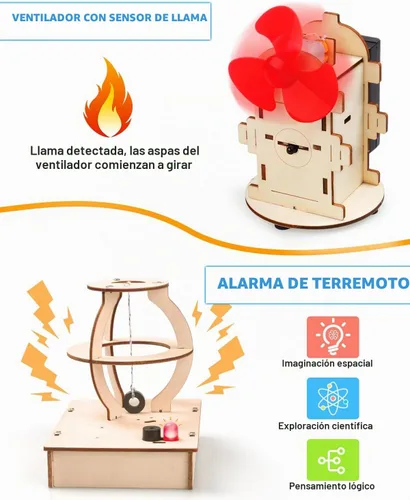 Vista 4 de Poraxy Kits STEM para niños de 8 a 10 a 12 años, 5 juegos de rompecabezas 3D de madera, experimentos educativos de ciencia, proyectos