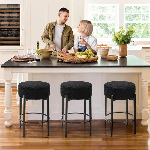 Vista 3 de Murago Taburetes de bar de altura de mostrador, juego de 2, taburetes de bar modernos sin respaldo de 24", ideales para encimera de cocina, isla