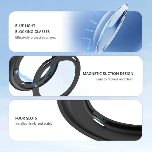 Vista 5 de Glasses Spacer Protector for Meta Quest 3, Blue Light Blocking Glasses for Oculus Quest 3, VR Protector Accessories Anti-Scratch Ring Prevent