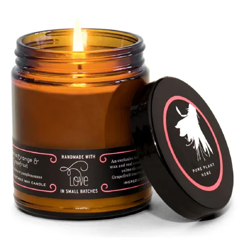 Vista 4 de Velas aromáticas de aromaterapia Apothecary Amber Jar Coconut was with Real Essential Oils 7 oz (Jinger & Vanilla Planifolia)