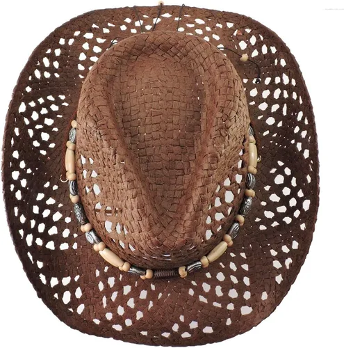 Vista 5 de Sombrero de vaquero de paja para hombres y mujeres, sombrero de sol Sombreros Vagueros Classic Western Accents Sombreros