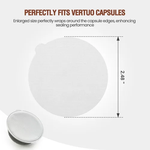 Vista 6 de Pro Mael 100 sellos de papel de aluminio para cápsulas reutilizables VertuoLine, tapas de sellado para cápsulas Nespresso VertuoLine recargables