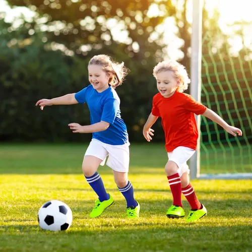 Vista 6 de 6 pares de calcetines de fútbol para niños pequeños transpirables sobre la rodilla para niños, calcetines de tubo a rayas, calcetines de fútbol