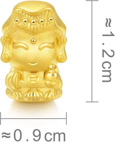 Vista 6 de Chow Sang Sang 88262C - Pulsera de oro sólido de 24 quilates con dije de bendición Guan Yin para mujer Metal